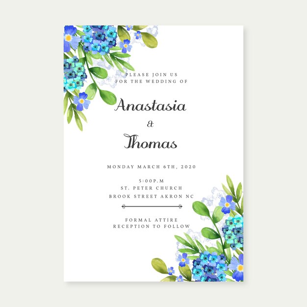 Floral wedding invitation template