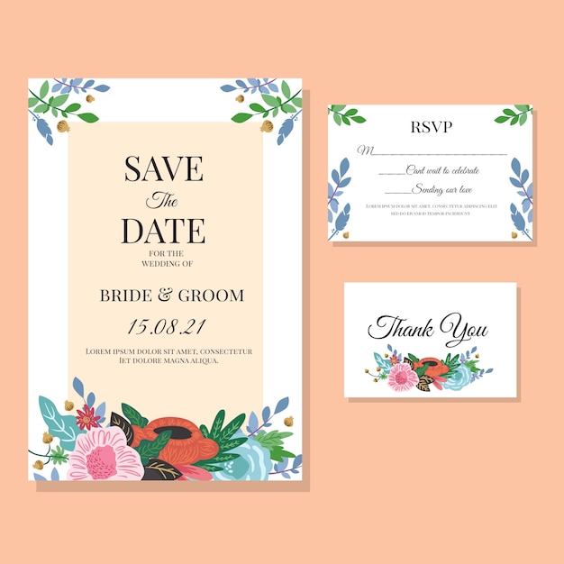 Free vector floral wedding invitation template