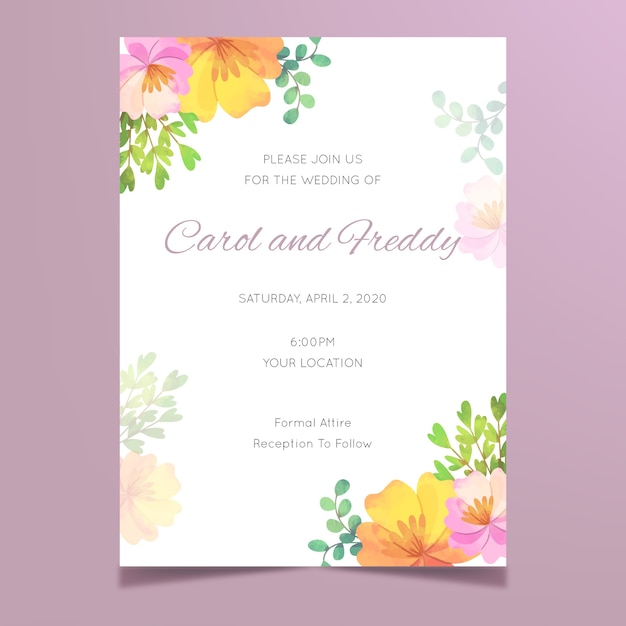 Floral wedding invitation template