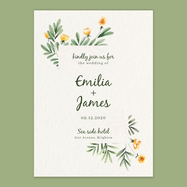 Floral wedding invitation template