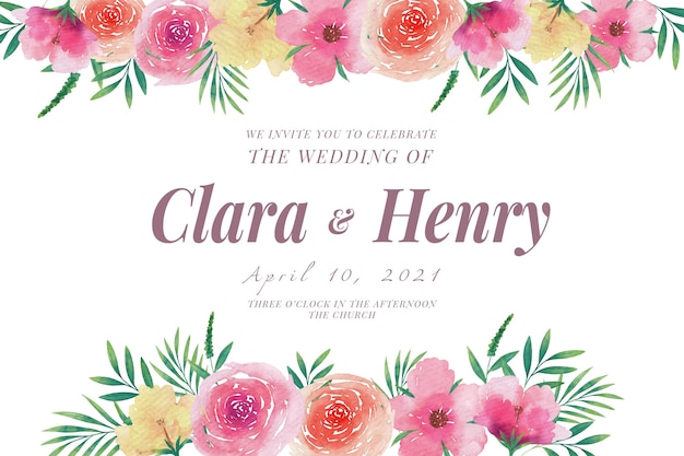 Бесплатное векторное изображение Цветочный шаблон свадебного приглашения
