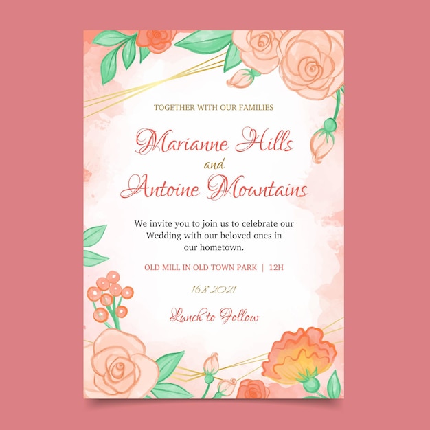 Floral wedding invitation template