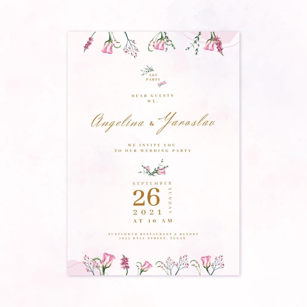 Free vector floral wedding invitation template