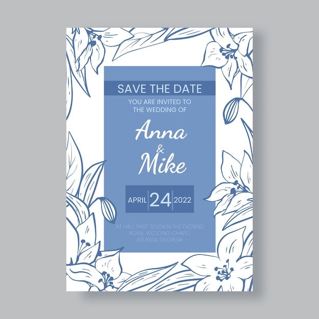 Floral wedding invitation template