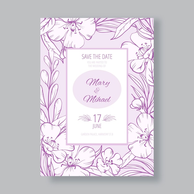 Floral wedding invitation template