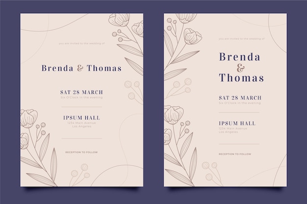 Floral wedding invitation template