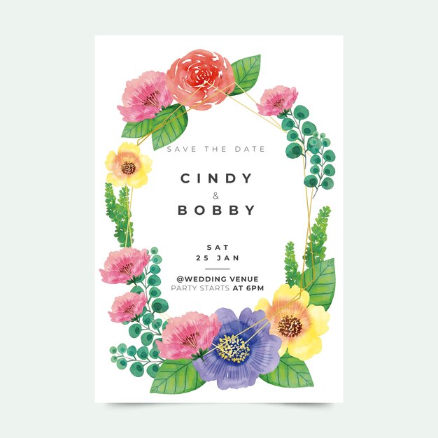 Floral wedding invitation template