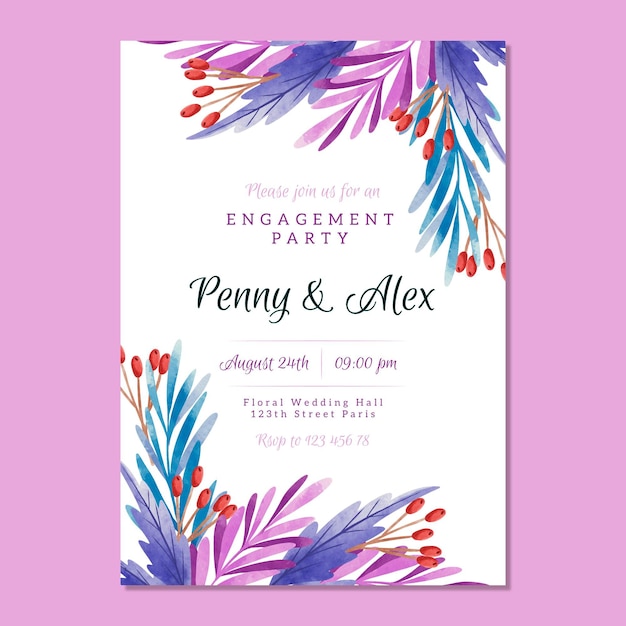 Бесплатное векторное изображение Цветочный шаблон свадебного приглашения