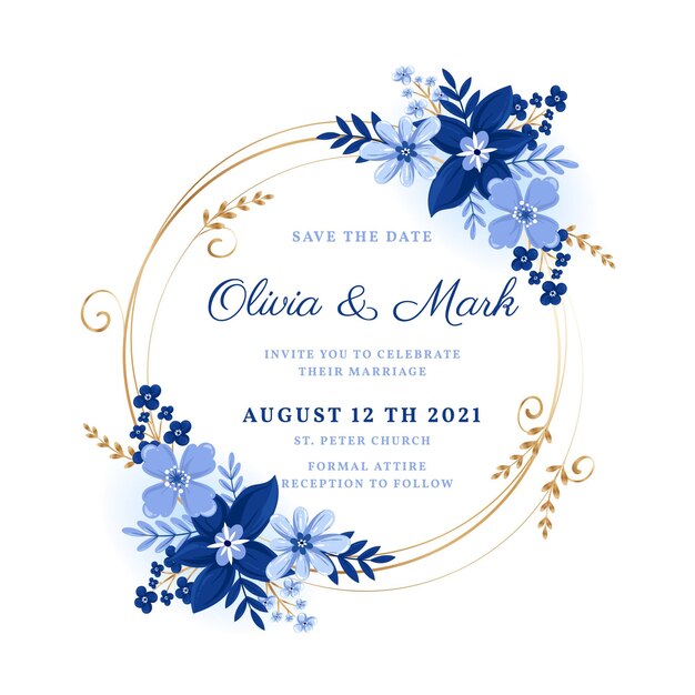 Floral wedding invitation template