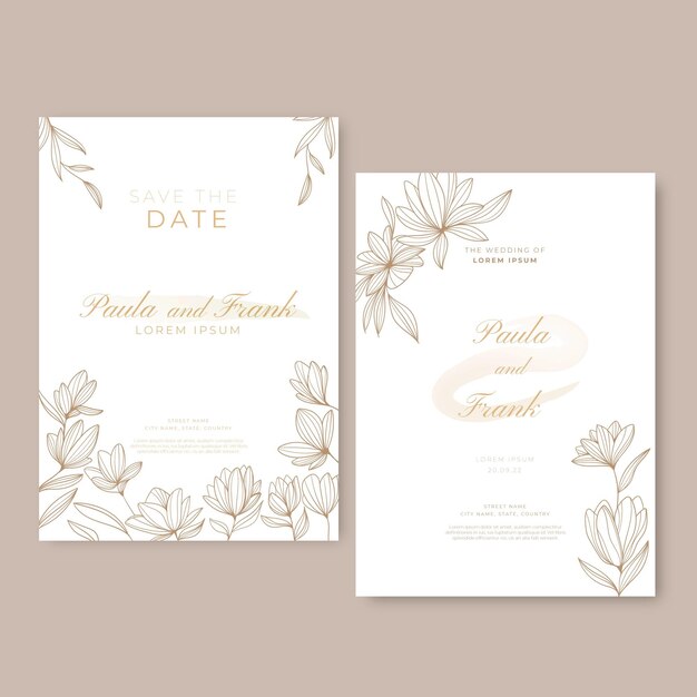 Floral wedding invitation template