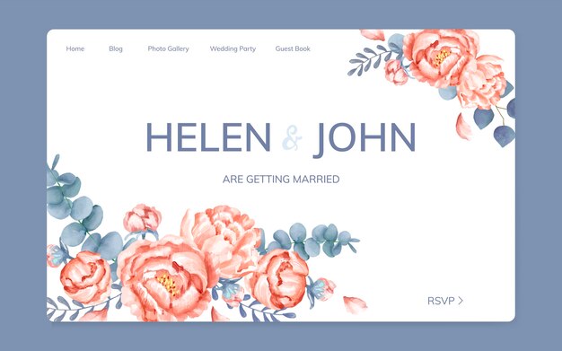 Floral wedding invitation website design