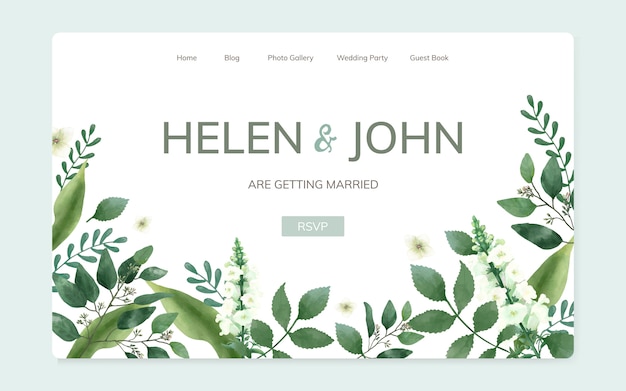 Floral wedding invitation website design