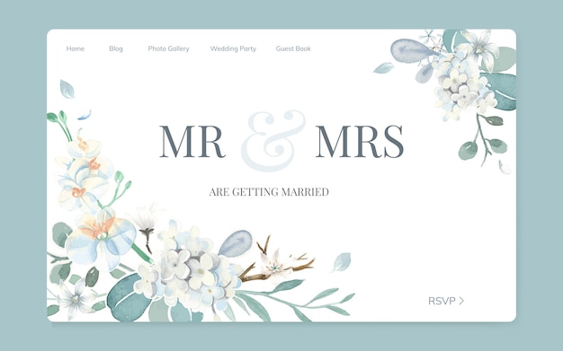 Floral wedding invitation website design