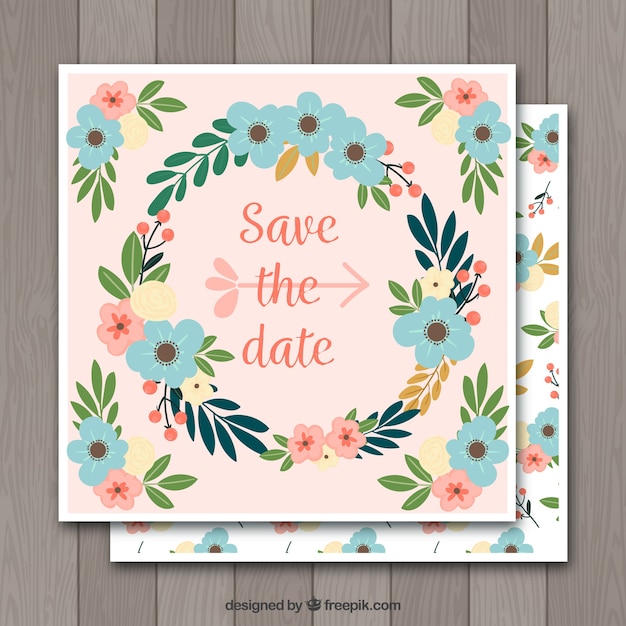 Free vector floral wedding invitation with lovely style