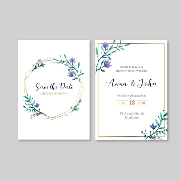 Free vector floral wedding invitation