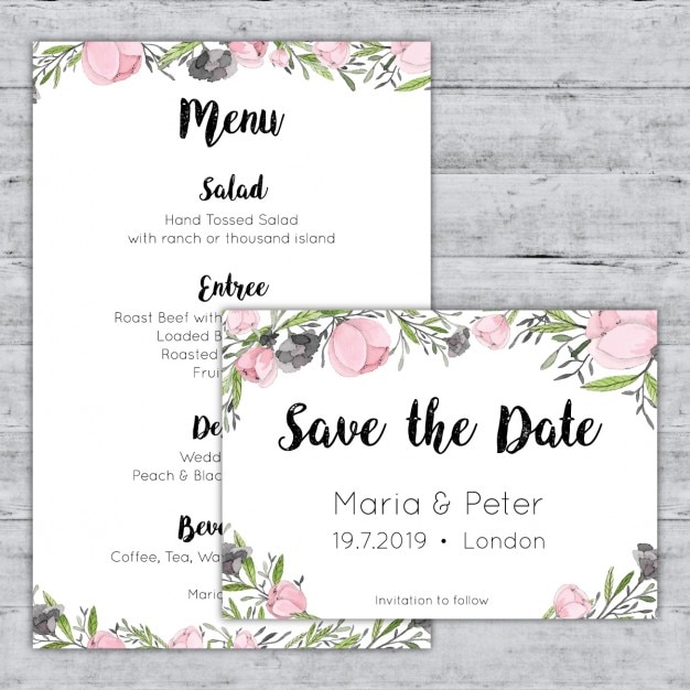 Free vector floral wedding invitation