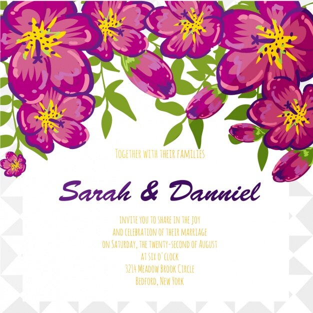 Free vector floral wedding invitation