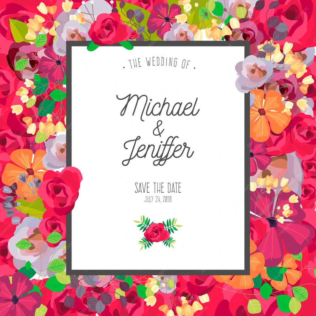 Free Vector | Floral wedding invitation
