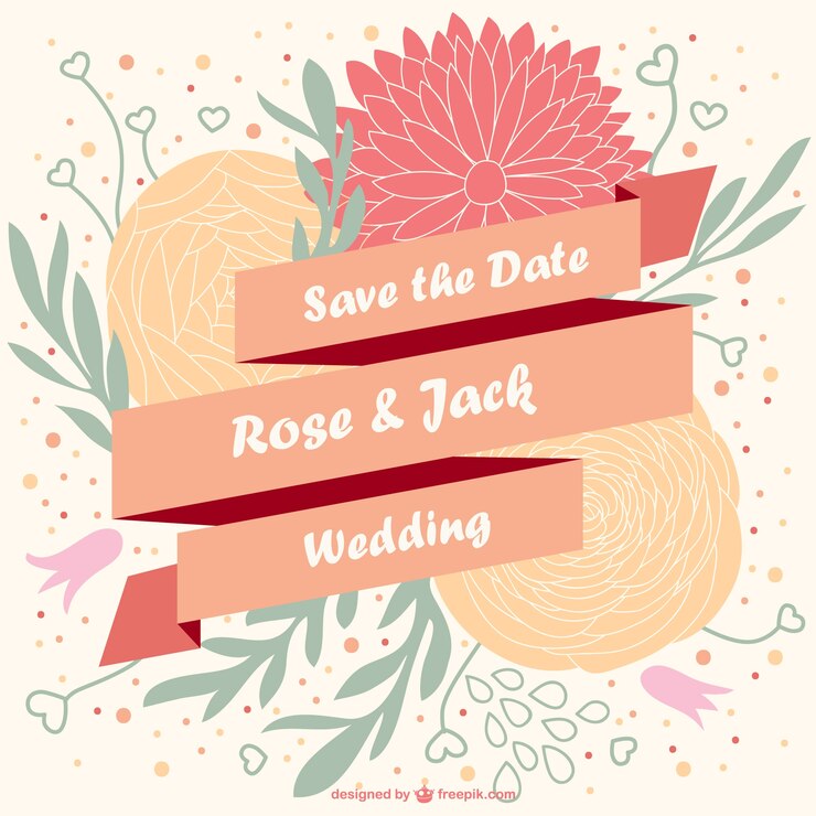Free Vector floral wedding invitation