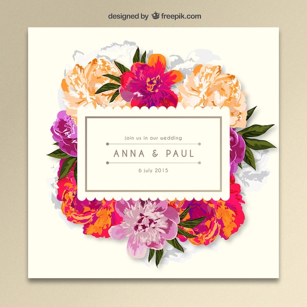 Free vector floral wedding invitation