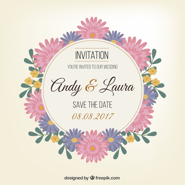 Floral wedding invitation