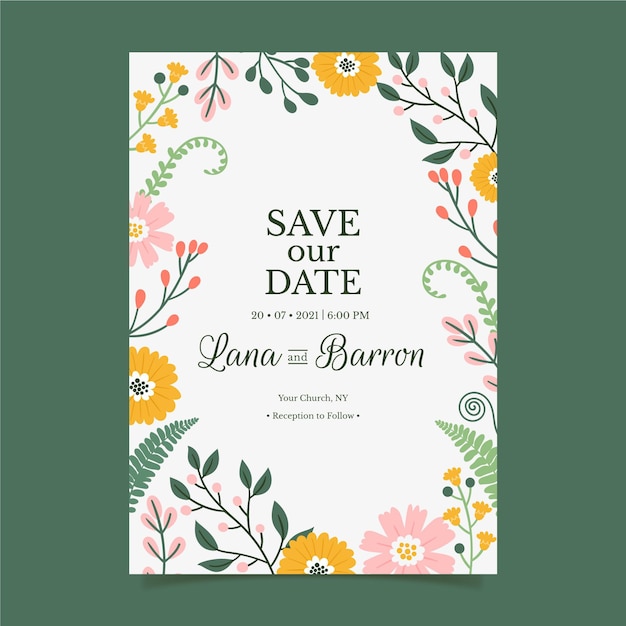 Free vector floral wedding invitation