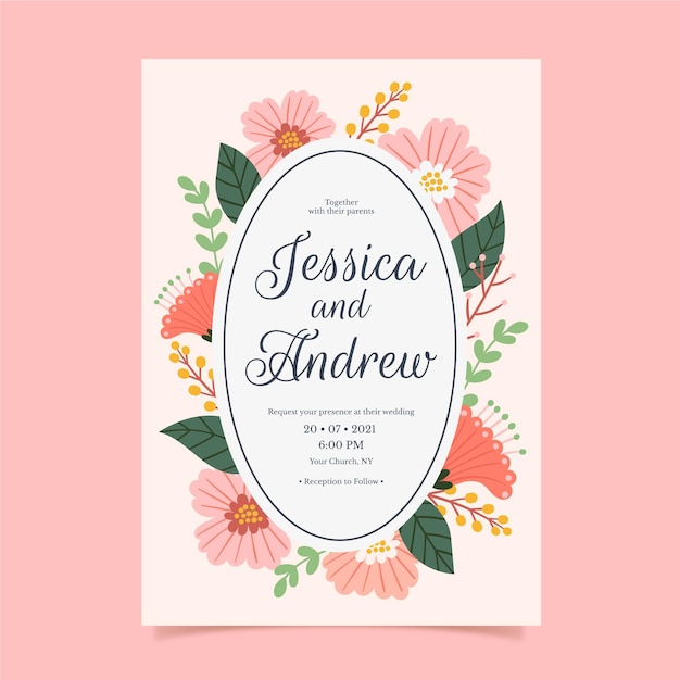 Free vector floral wedding invitation