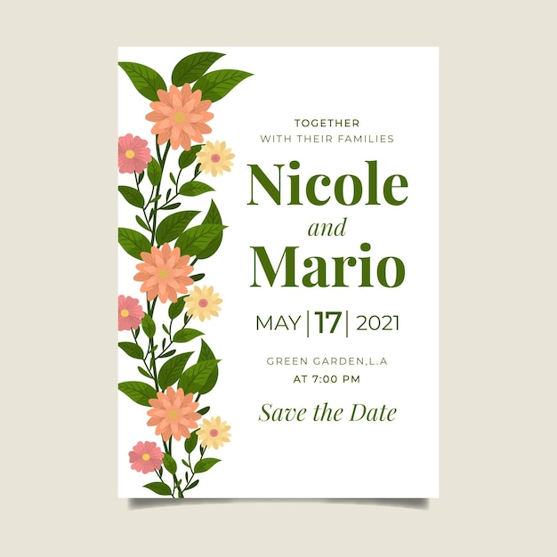 Floral  wedding invitation