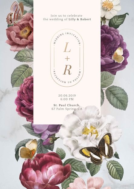 Floral wedding invitation