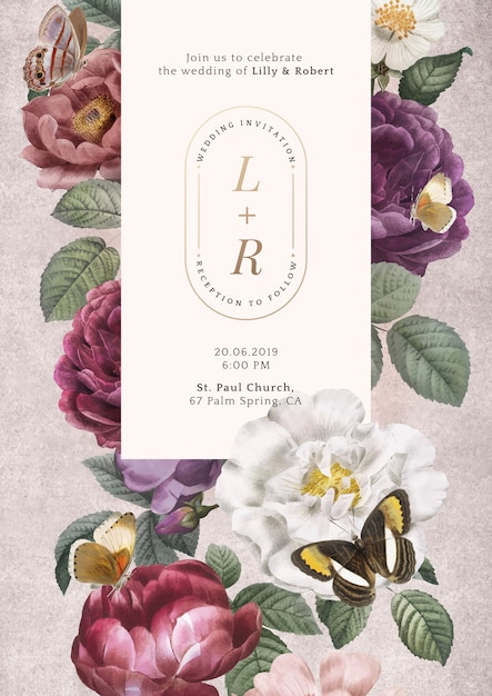 Floral wedding invitation