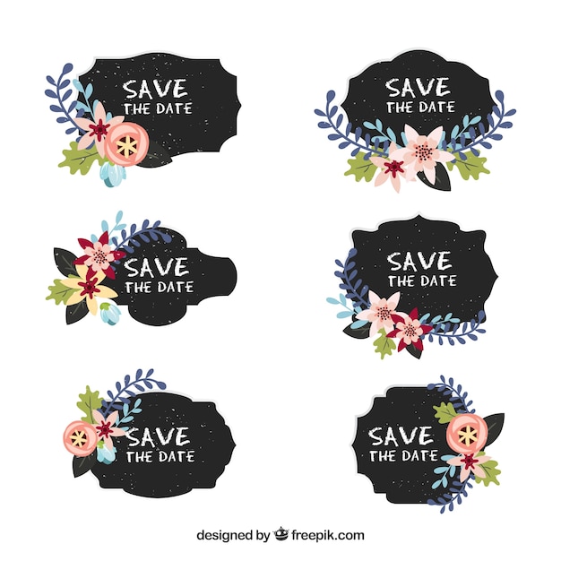 Free vector floral wedding label collection