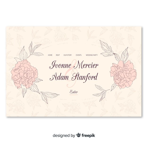 Floral wedding landing page template