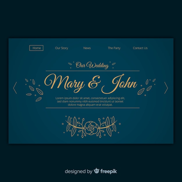 Floral wedding landing page template