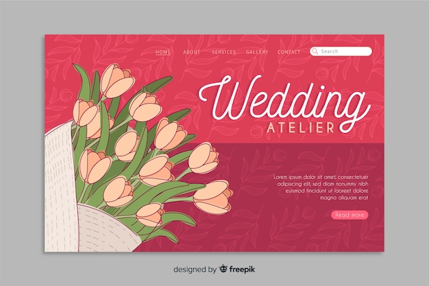 Floral wedding landing page template