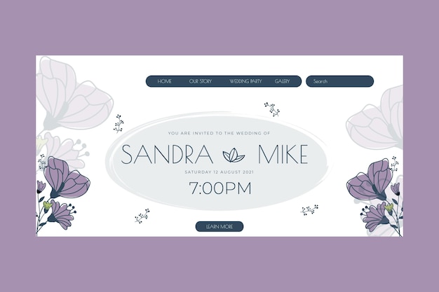 Free vector floral wedding landing page template