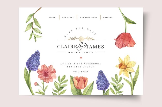 花の結婚式のランディングページテンプレート 無料のベクター 花の結婚式のランディングページテンプレート 無料のベクター