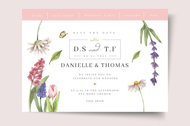 Floral wedding landing page template