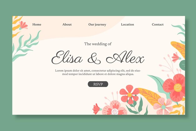 Floral wedding landing page template