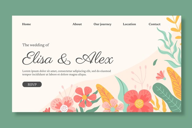 Floral wedding landing page template