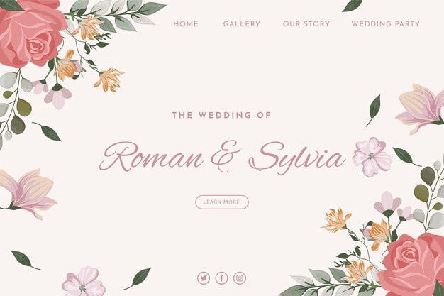 Floral wedding landing page template