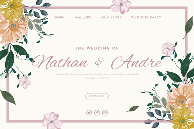 Шаблон целевой страницы цветочной свадьбы