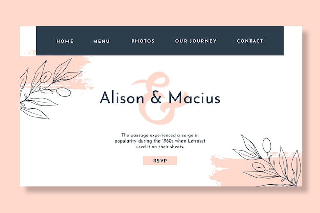 Free vector floral wedding landing page template