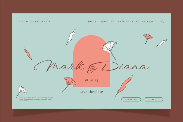 Floral wedding landing page template
