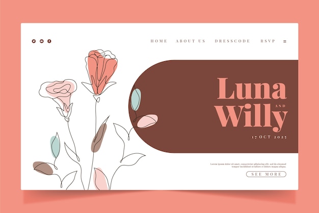 Free vector floral wedding landing page template