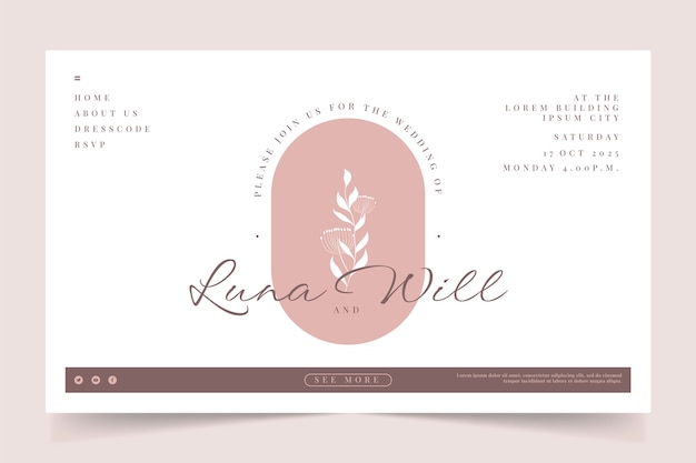 Floral wedding landing page template