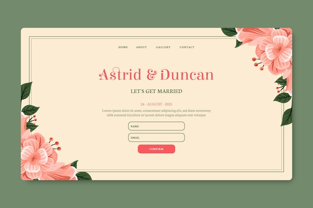 Floral wedding landing page