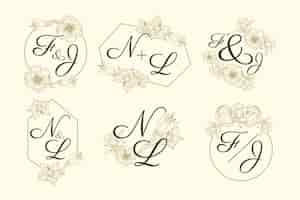 Vettore gratuito collezione logo matrimonio floreale