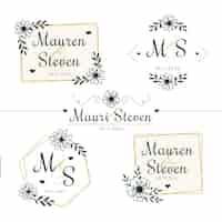 Free vector floral wedding logos