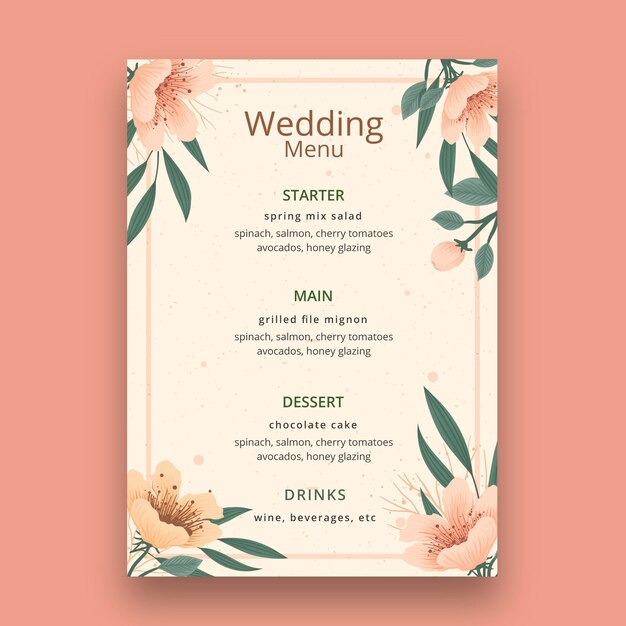 Floral wedding menu concept