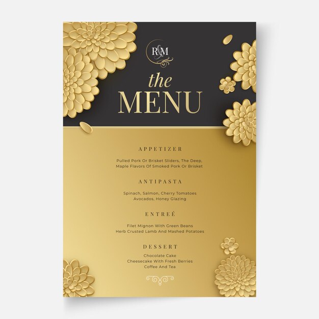 Concetto di menu matrimonio floreale